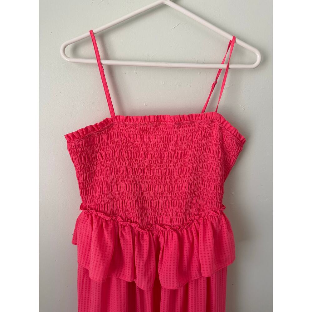 Preppy Wedding Guest Summer Tiered Smocked Gingham Endless Rose Maxi Dress Sz M - Picture 8 of 8